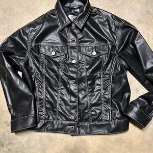 NWT Divided by H&M oversized faux leather ‘jean’ jacket XS